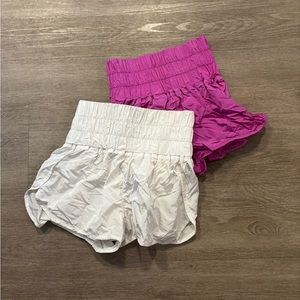 2 free people movement high rise shorts (pink and white)